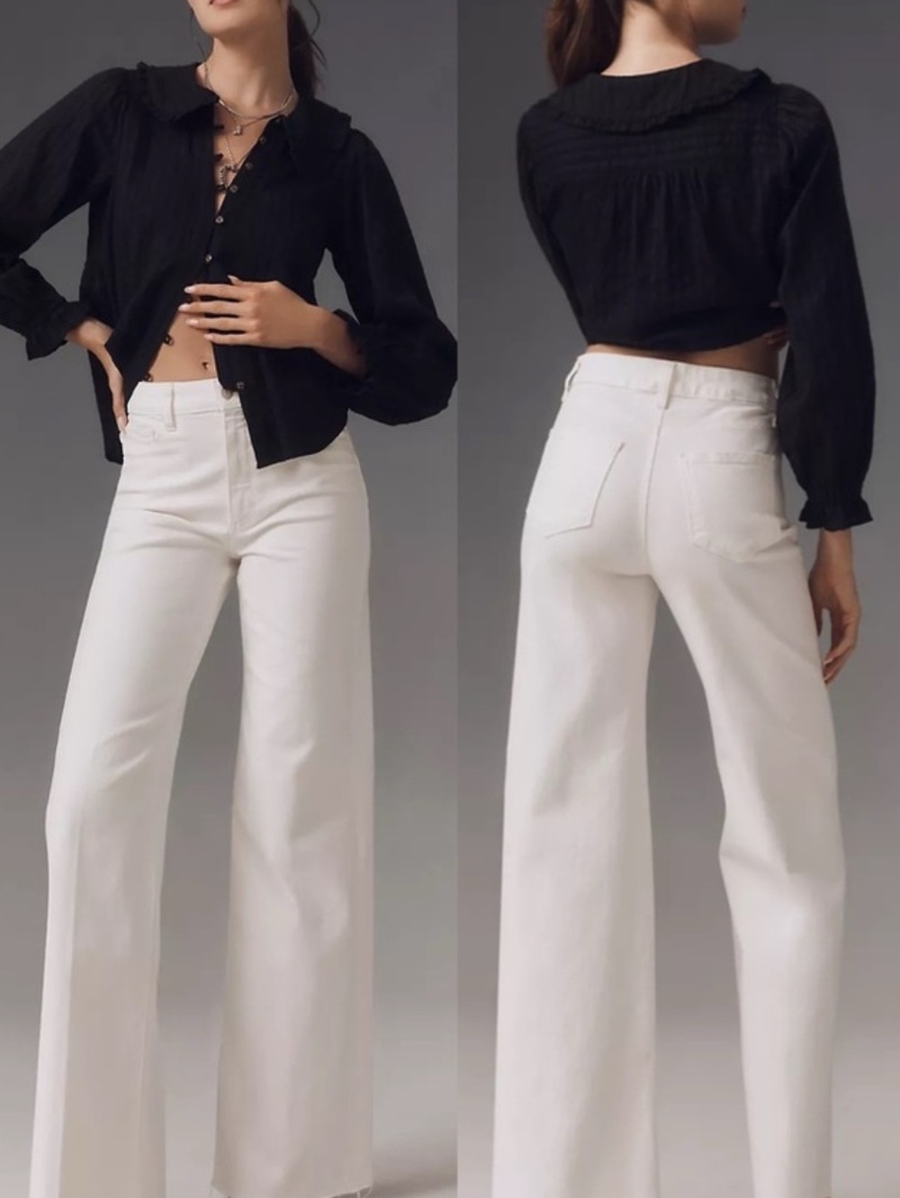 PAIGE White Wide-Leg Flare Jeans